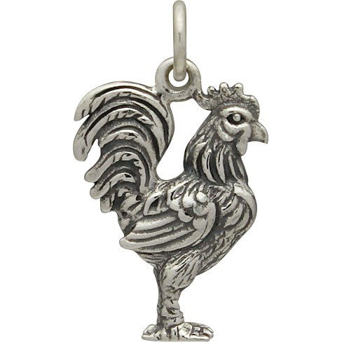 Sterling Silver Rooster Charm - Poppies Beads n' More