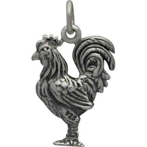 Sterling Silver Rooster Charm - Poppies Beads n' More