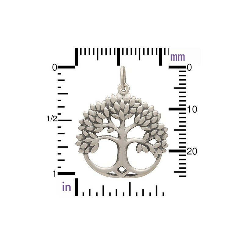 Sterling Silver Leafy Tree of Life Pendant - Poppies Beads n' More