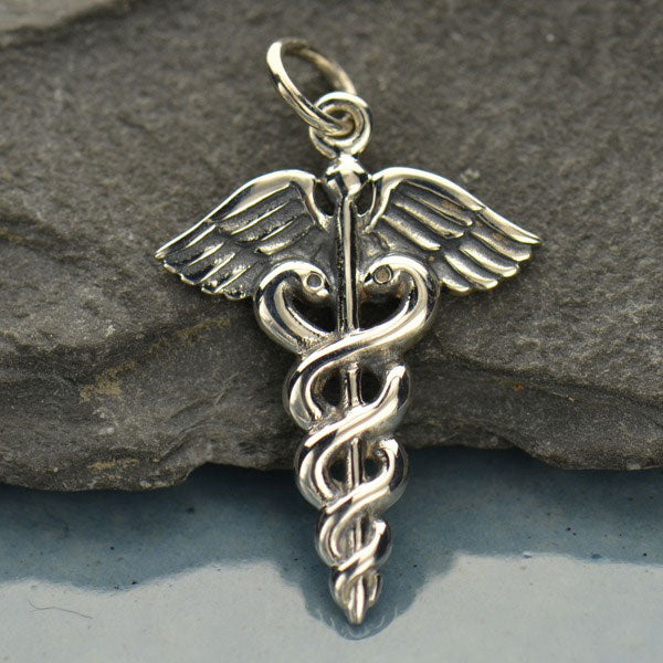 Sterling Silver Medical Staff Charm - Poppies Beads n' More
