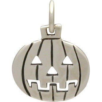 Sterling Silver Jack-O-Lantern Charm - Poppies Beads n' More