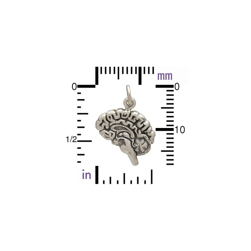 Sterling Silver Brain Charm - Poppies Beads n' More