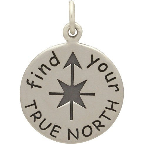 Sterling Silver Find Your True North Charm - Poppies Beads n' More