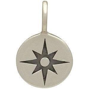 Sterling Silver Small Compass Rose Charm - Poppies Beads n' More