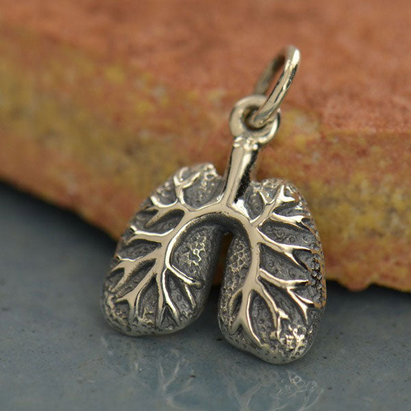 Sterling Silver Lungs Charm - Poppies Beads n' More