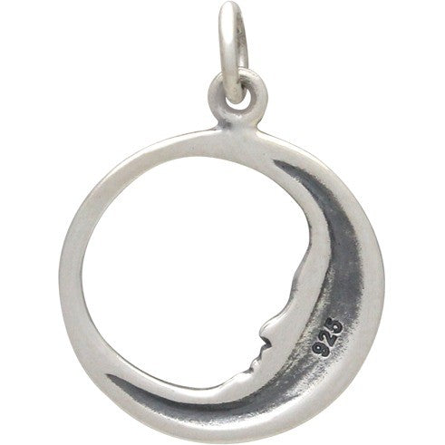 Sterling Silver Sleeping Moon Charm - Poppies Beads n' More