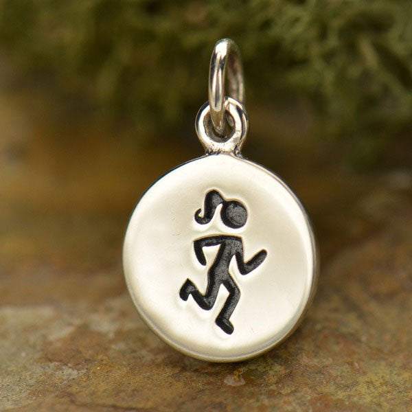 Sterling Silver Runner Charm - Sports Charms - Poppies Beads n' More