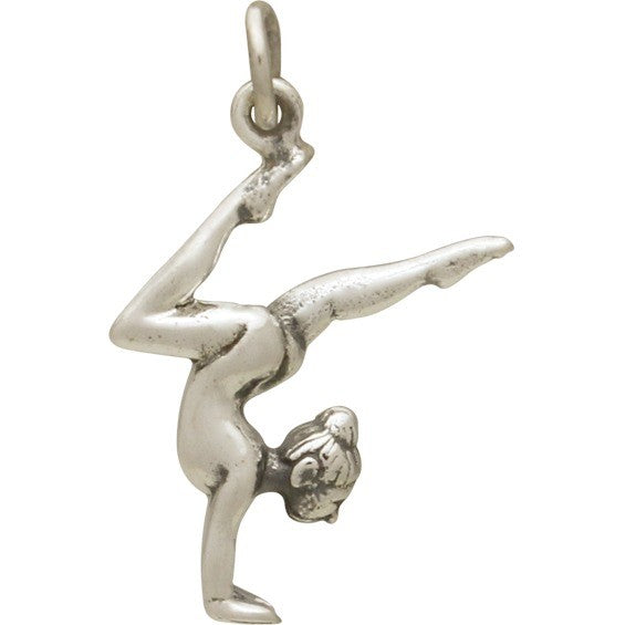 Sterling Silver 3D Gymnast Fitness Charm - Poppies Beads n' More