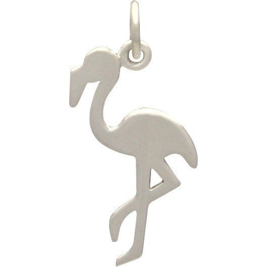 Sterling Silver Flamingo Charm - Animal Charm - Poppies Beads n' More