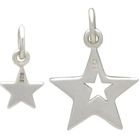 Sterling Silver Star with Star Cutout Charm Set - Poppies Beads n' More