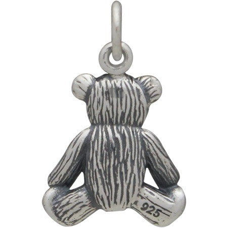 Sterling Silver 3D Teddy Bear Charm - Poppies Beads n' More