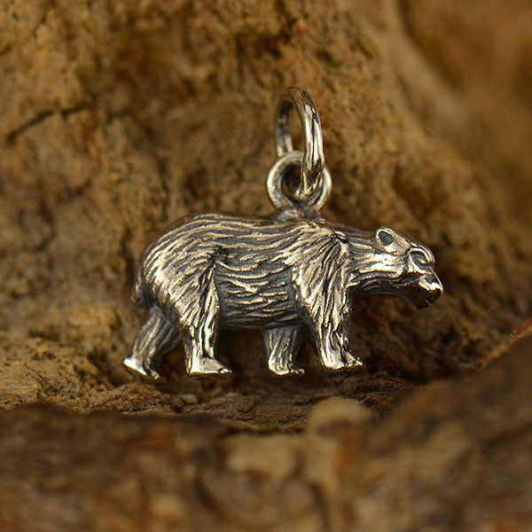 Sterling Silver 3D Bear Charm - Poppies Beads n' More