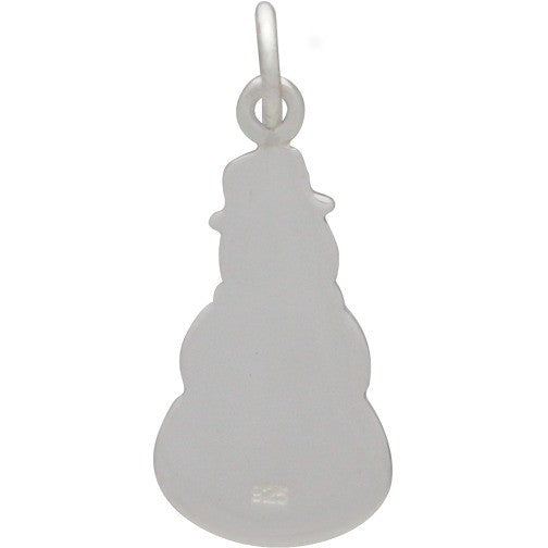 Sterling Silver Flat Plate Snowman Charm - Poppies Beads n' More