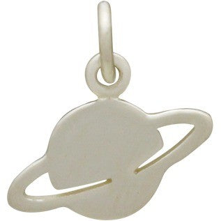 Sterling Silver Cut Out Saturn Charm - Poppies Beads n' More
