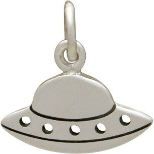 Sterling Silver Cut Out Flying Saucer Charm - Poppies Beads n' More