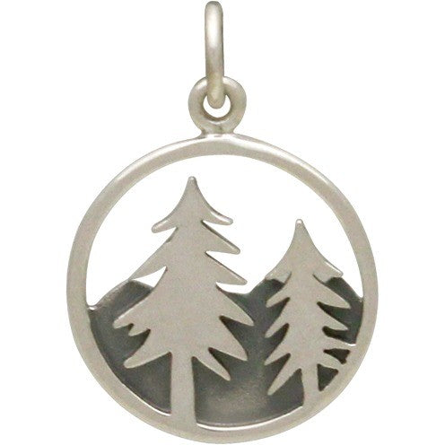Sterling Silver Tree and Mountain Pendant - Poppies Beads n' More