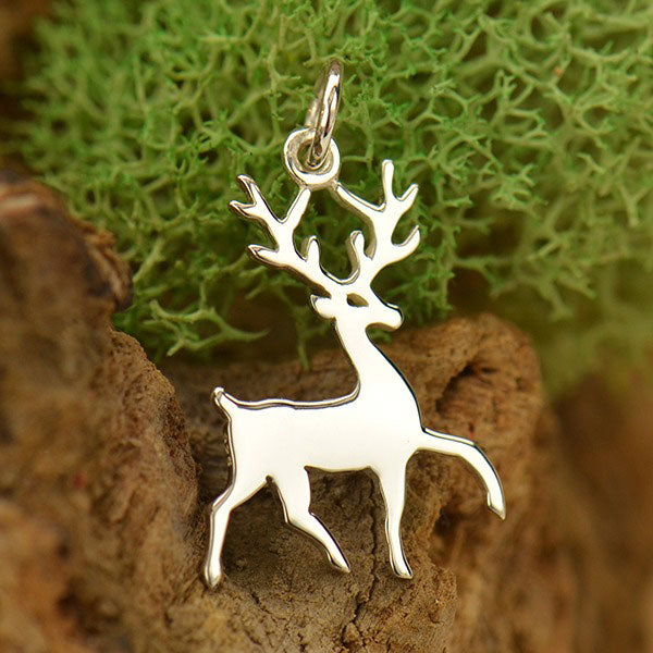 Sterling Silver Stag Charm - Poppies Beads n' More