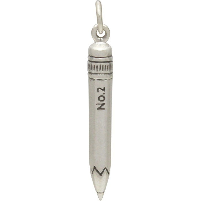 Sterling Silver Realistic No  2 Pencil Charm - Poppies Beads n' More