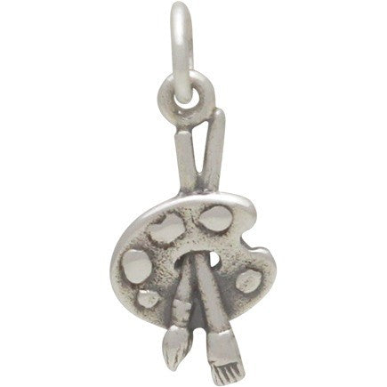Sterling Silver Paint Brush and Palette Charm - Poppies Beads n' More