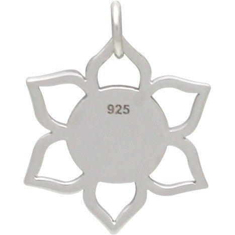 Sterling Silver Meditation Buddha on Lotus Charm - Poppies Beads n' More