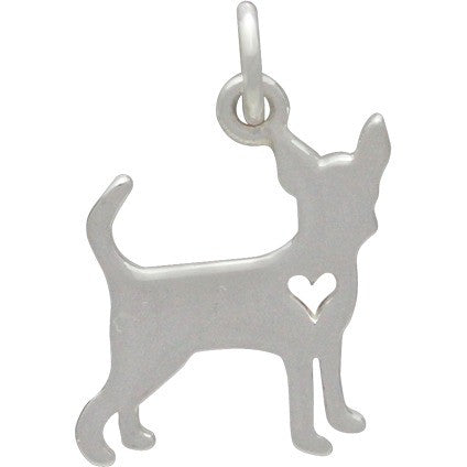 Sterling Silver Silhouetted Chihuahua Charm - Poppies Beads n' More