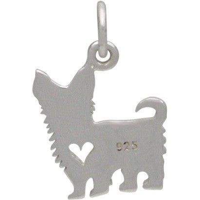 Sterling Silver Silhouetted Yorkshire Terrier Charm - Poppies Beads n' More