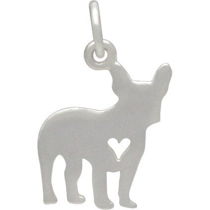 Sterling Silver Silhouetted French Bulldog Charm - Poppies Beads n' More