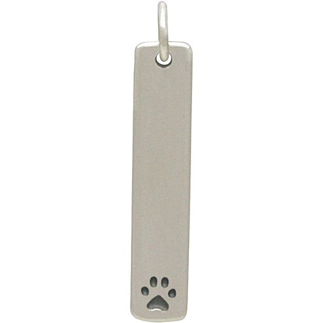 Sterling Silver Long Paw Print Stamping Blank - Poppies Beads n' More