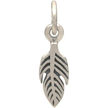 Sterling Silver Tiny Textured Feather Charm - Poppies Beads n' More