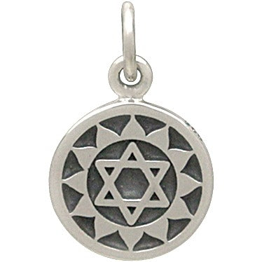Sterling Silver Etched Heart Chakra Charm - Poppies Beads n' More