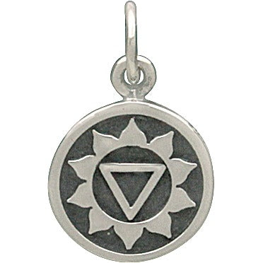 Sterling Silver Etched Solar Plexus Chakra Charm - Poppies Beads n' More