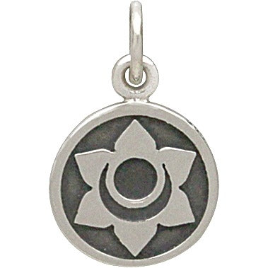 Sterling Silver Etched Sacral Chakra Charm - Poppies Beads n' More