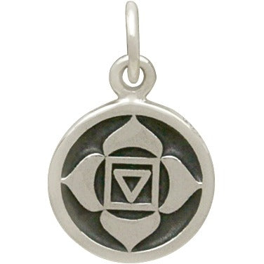 Sterling Silver Etched Root Chakra Charm - Poppies Beads n' More