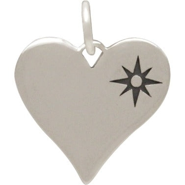 Sterling Silver Compass Symbol Heart Charm - Poppies Beads n' More