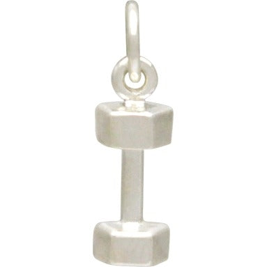 Sterling Silver Dumbbell Charm - Sports Charms - Poppies Beads n' More