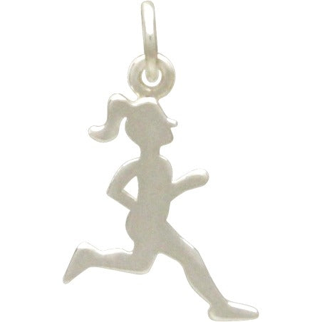 Sterling Silver Running Girl Charm - Sports Charms - Poppies Beads n' More