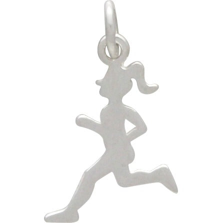 Sterling Silver Running Girl Charm - Sports Charms - Poppies Beads n' More