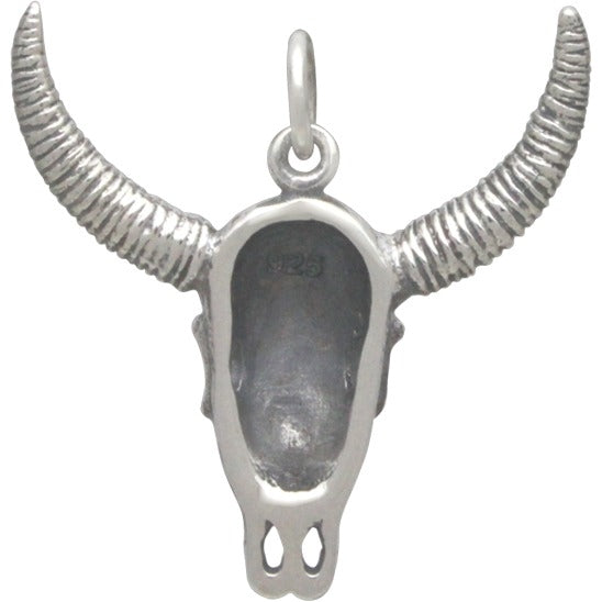 Sterling Silver Cow Skull Pendant - Poppies Beads n' More
