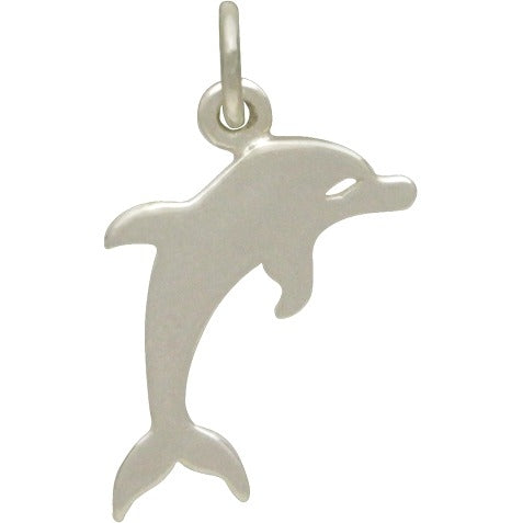 Sterling Silver Dolphin Charm - Flat Plate - Poppies Beads n' More
