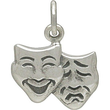 Sterling Silver Theatre Mask Charm - Comedy and Tragedy - Poppies Beads n' More
