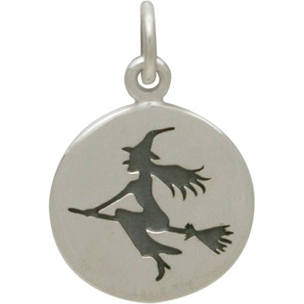 Sterling Silver Witch Charm - Halloween Charms - Poppies Beads n' More