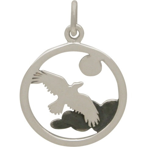 Sterling Silver Flying Raven Charm - Poppies Beads n' More