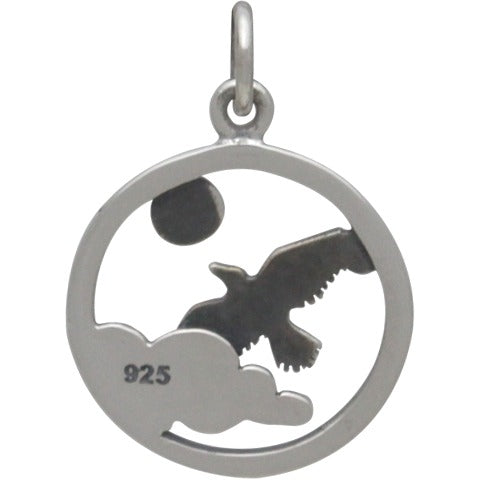 Sterling Silver Flying Raven Charm - Poppies Beads n' More