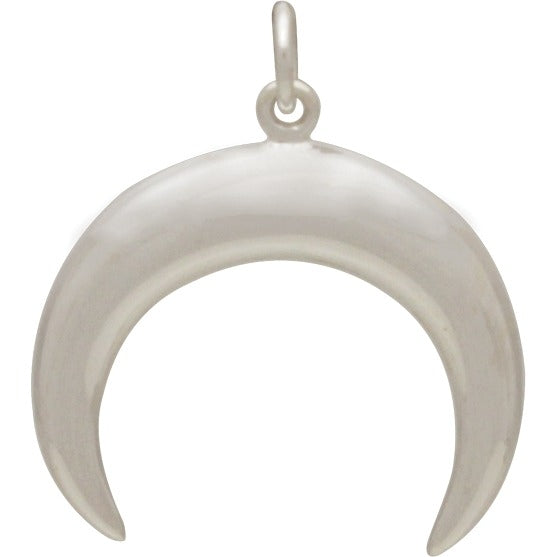 Sterling Silver Double Horn Crescent Moon Pendant - Poppies Beads n' More