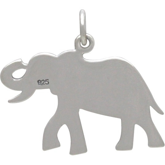 Sterling Silver Decorated Elephant Charm - Etched Elephant - Poppies Beads n' More
