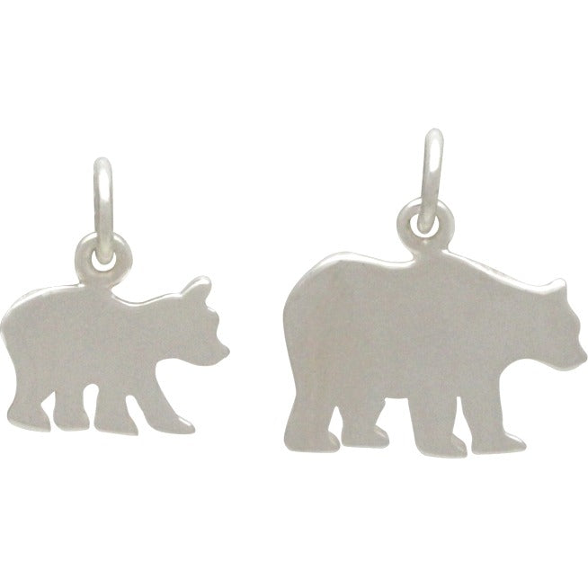 Sterling Silver Mama Bear and Baby Bear - Etched Set or Stamping Blank Set - Poppies Beads n' More
