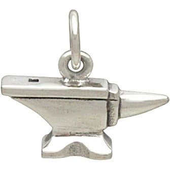 Sterling Silver Anvil Charm - Tiny Tool Charm - Poppies Beads n' More