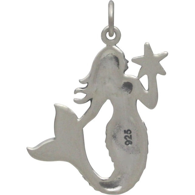 Mermaid Pendant Holding a Starfish Charm - Poppies Beads n' More