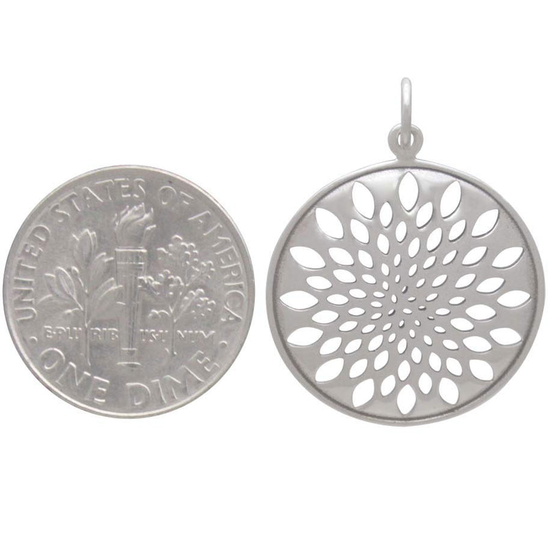 Sterling Silver Sacred Geometry Lotus Pendant - Poppies Beads n' More