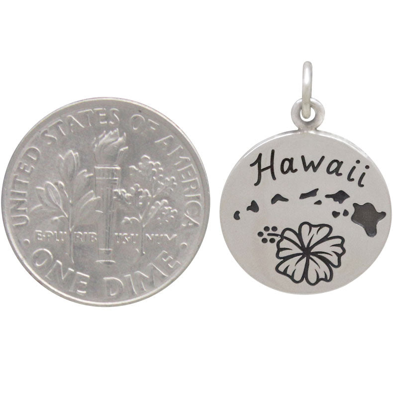 Sterling Silver Hawaii Charm on a Disk - Poppies Beads n' More